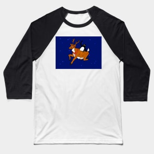 Penguin flying with reindeer Baseball T-Shirt